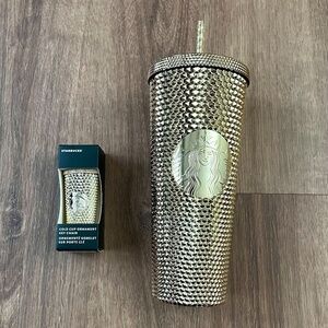 Starbucks Holiday Gold Metallic Venti Cup & Ornament Keychain Limited Edition